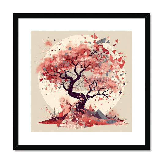 Ikigai Inspired Cherry Blossom Painting Framed & Mounted Print - Pixel Gallery