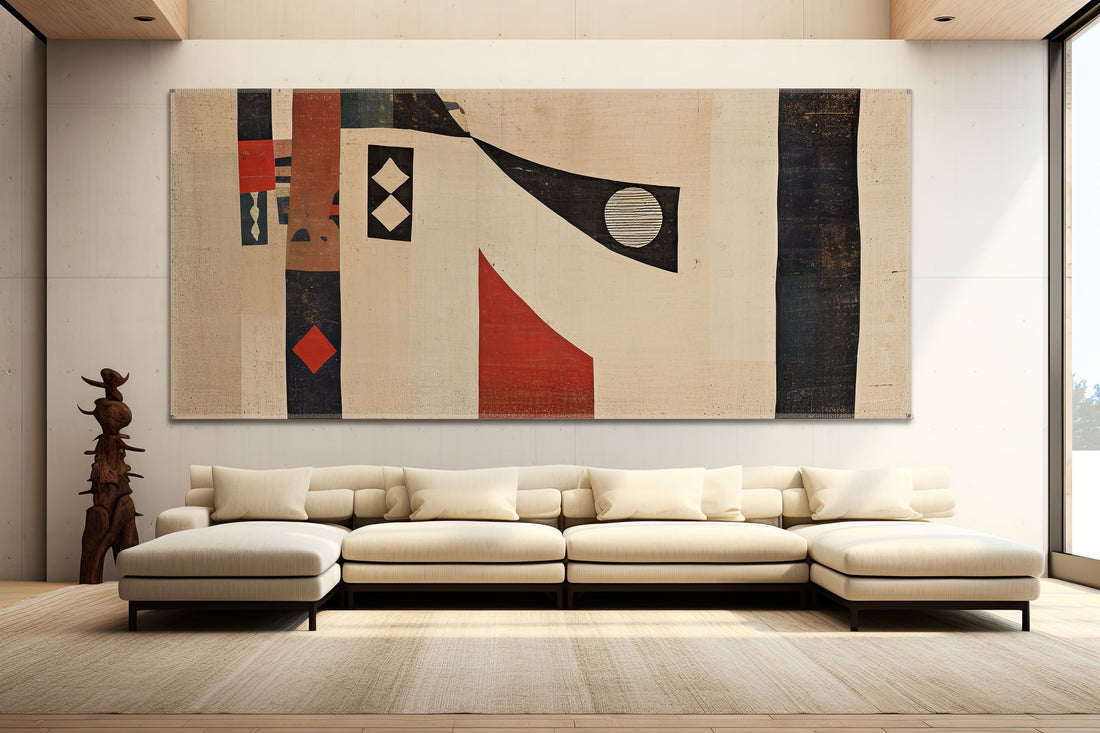 Large Ai Abstract Artwork in a stylish modern living room by Pixel Gallery