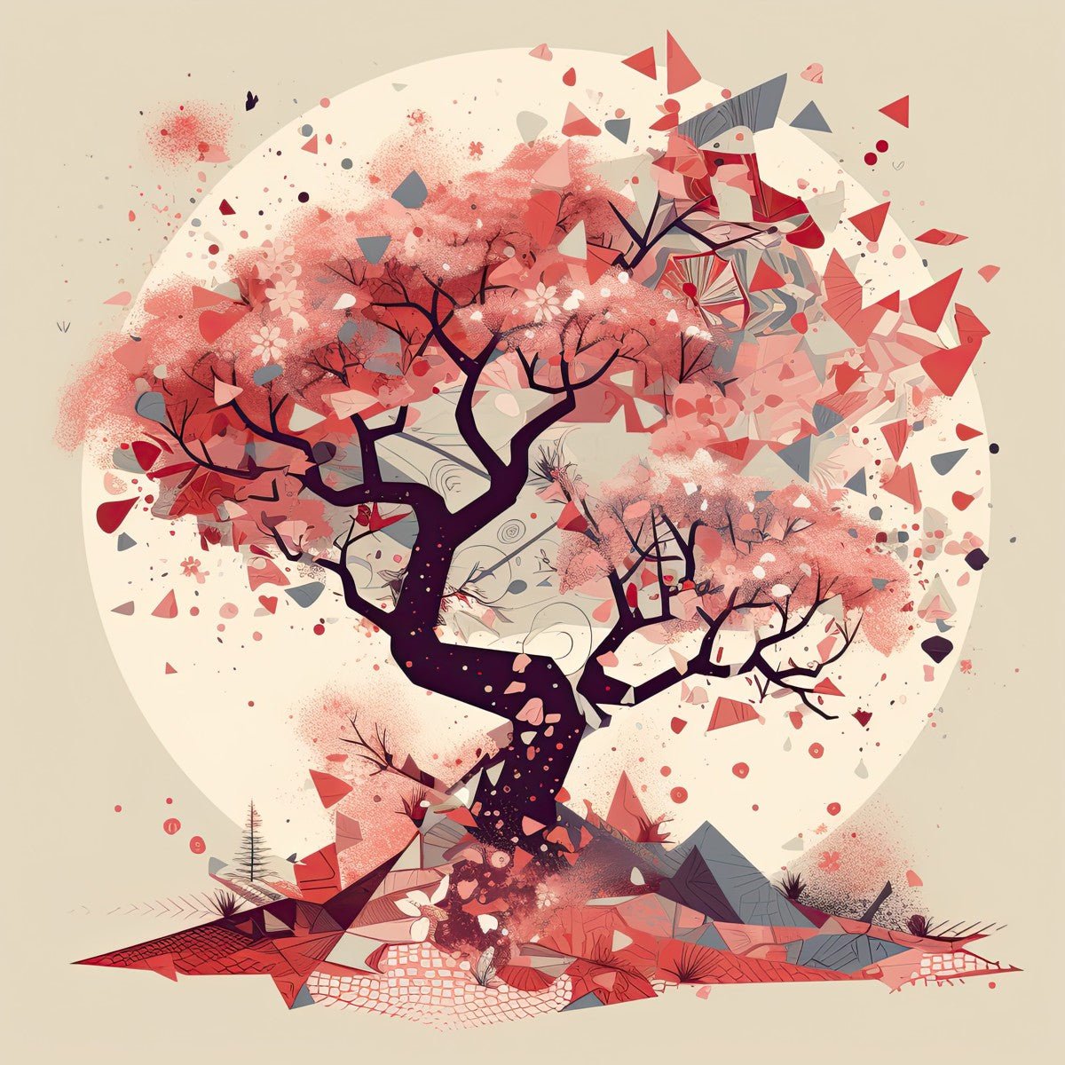 Ikigai Inspired Cherry Blossom Painting - Pixel Gallery