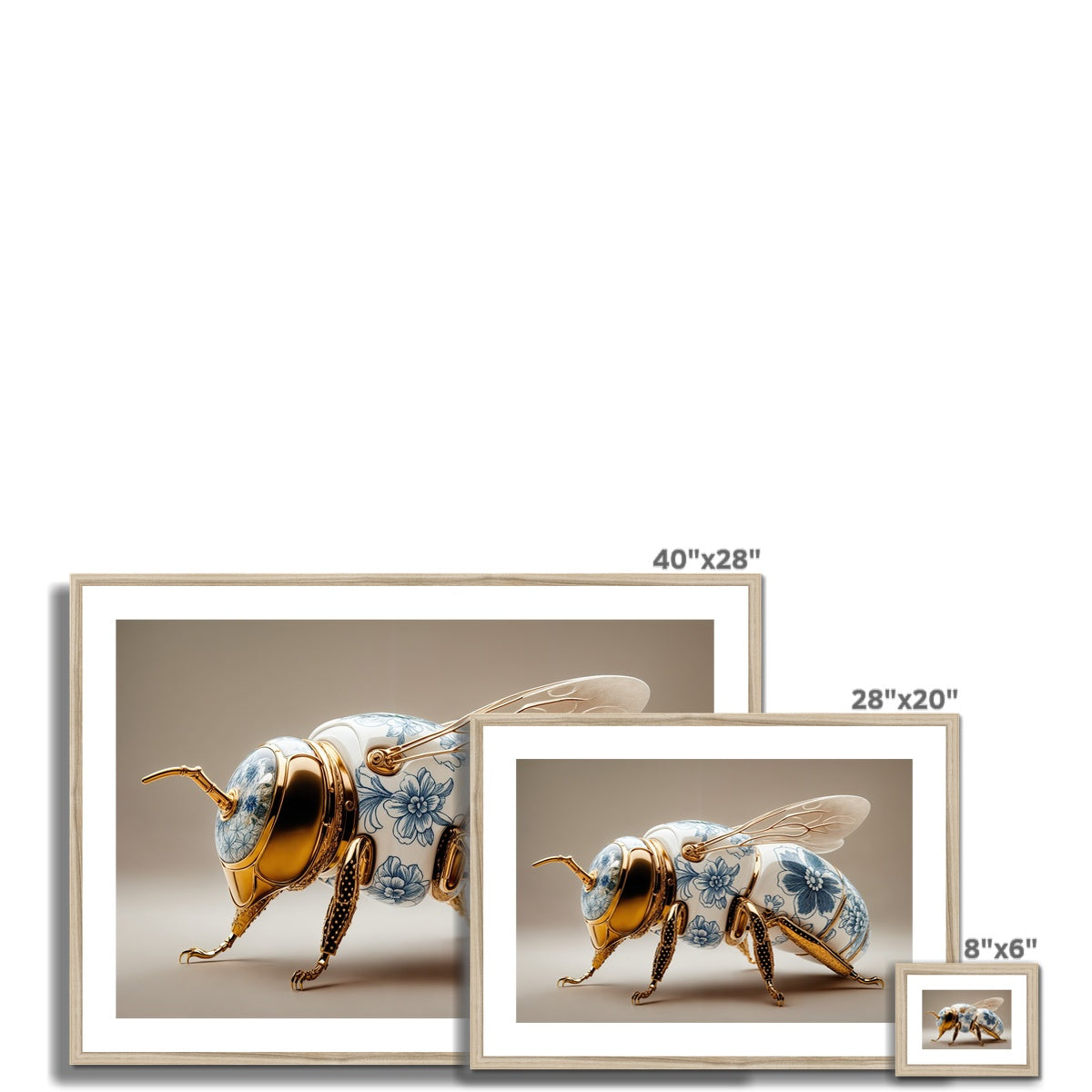 Golden Porcelain Bee Framed & Mounted Print