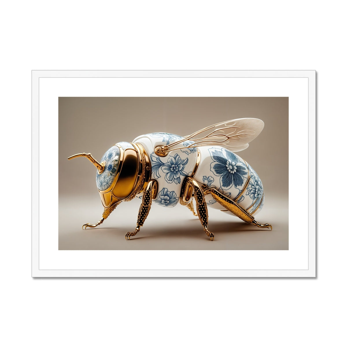 Golden Porcelain Bee Framed & Mounted Print