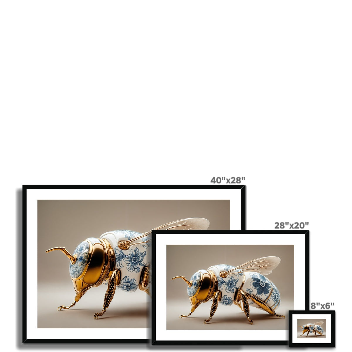 Golden Porcelain Bee Framed & Mounted Print