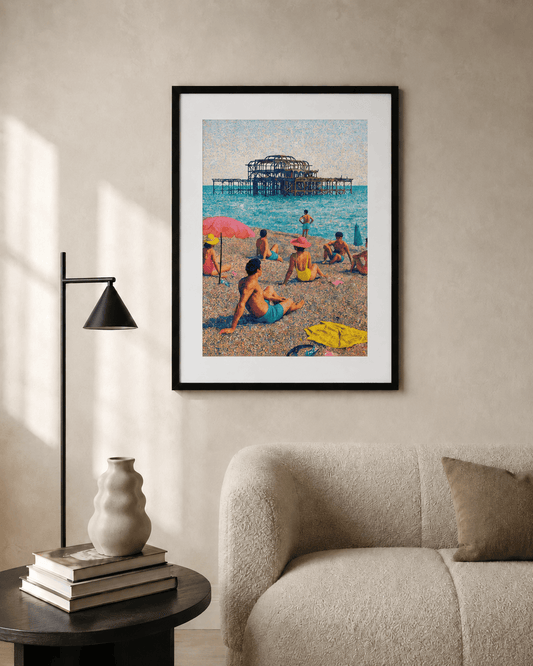A Sunday on the Shingle Framed & Mounted Print