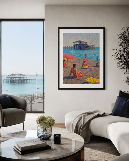 A Sunday on the Shingle Framed & Mounted Print
