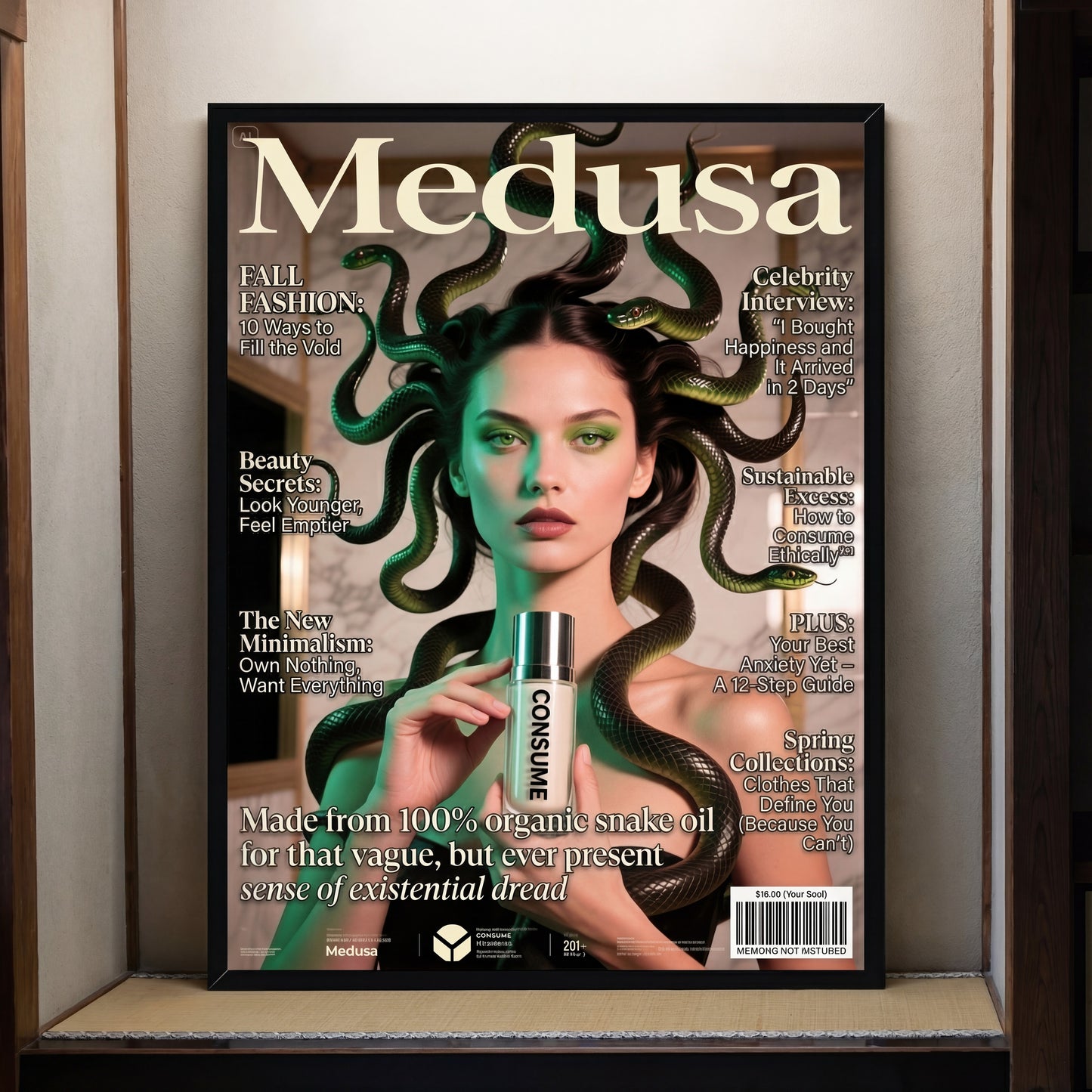 100% Organic Snake Oil Framed Giclée Print