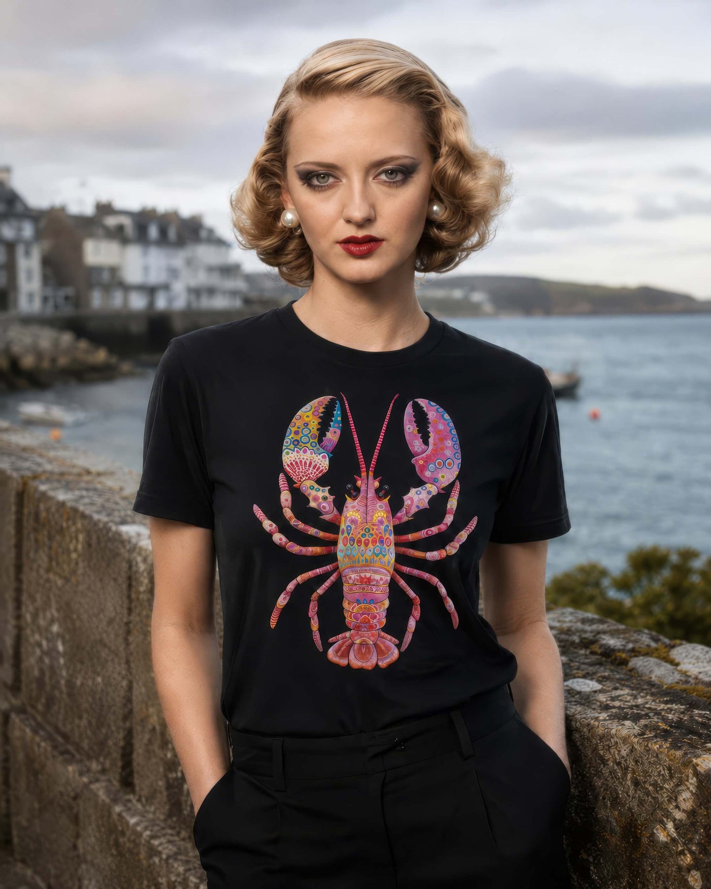 Women's EcoLuxe Lobster Organic Cotton Tee - Cornwall