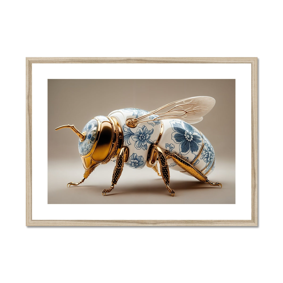 Golden Porcelain Bee Framed & Mounted Print