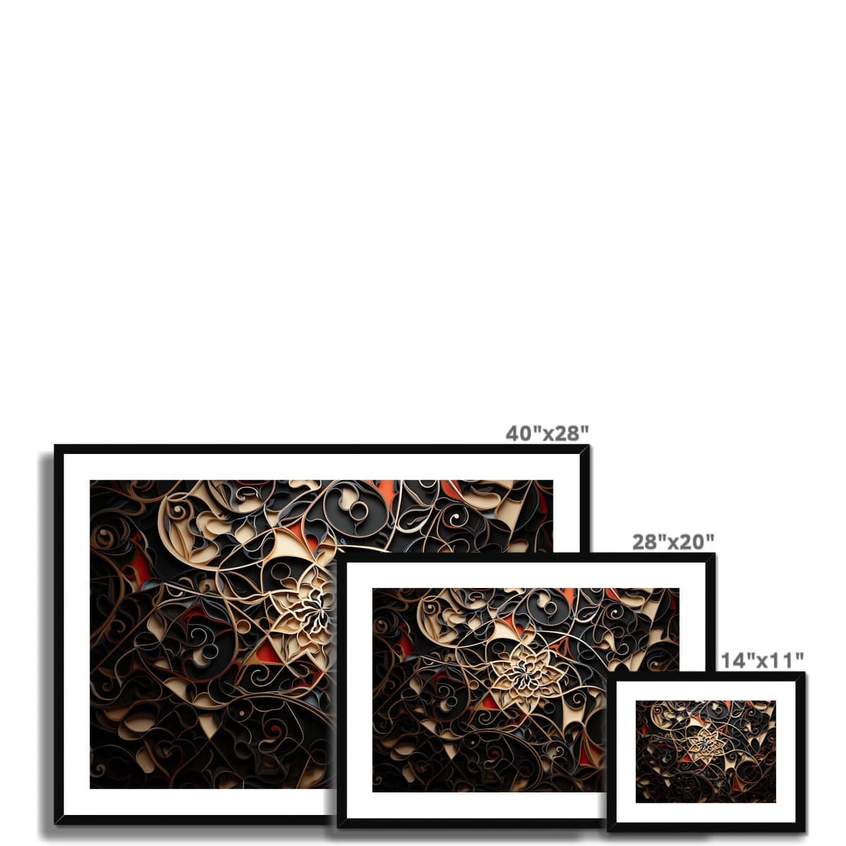 Abstract Arabic Black Gold Framed & Mounted Print - Pixel Gallery