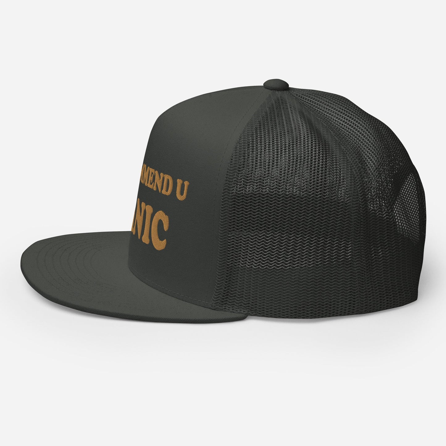 I Would Recommend You Panic Logo-Embroidered and Mesh Trucker Cap