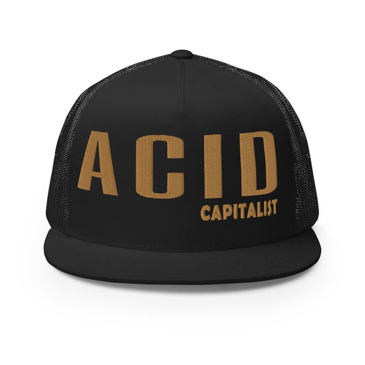 Acid Capitalist Trucker Cap - Legacy Gold - Pixel Gallery