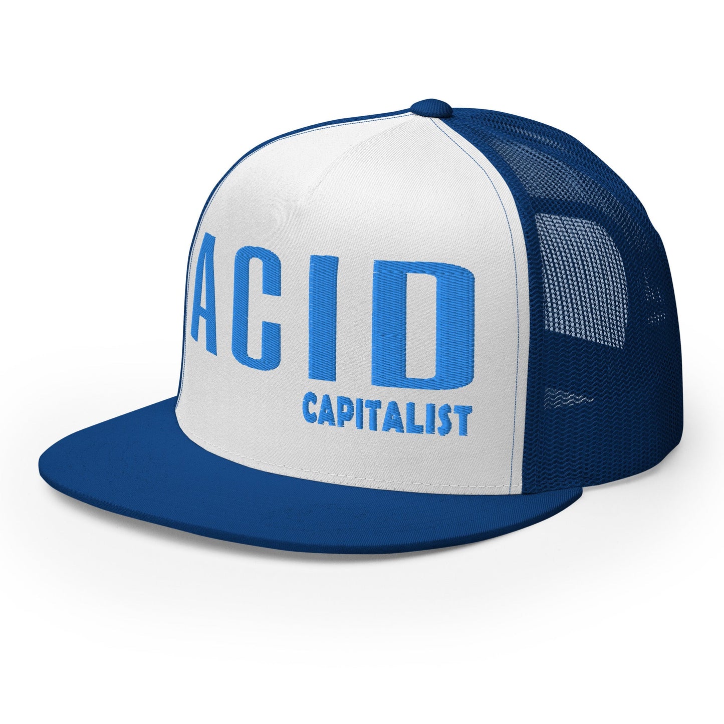 Acid Capitalist Trucker Cap - Royal Blue - Pixel Gallery