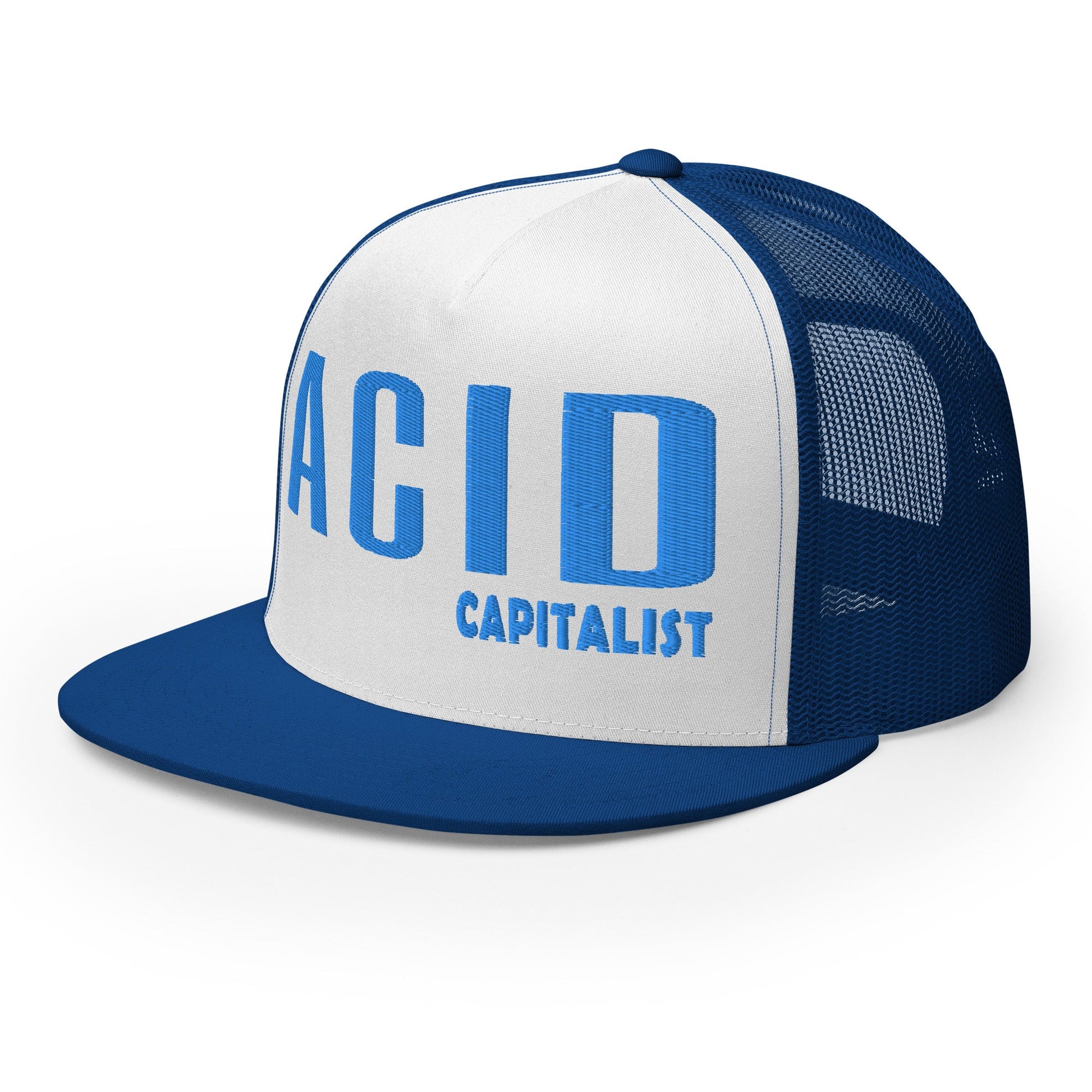 Acid Capitalist Trucker Cap - Royal Blue - Pixel Gallery