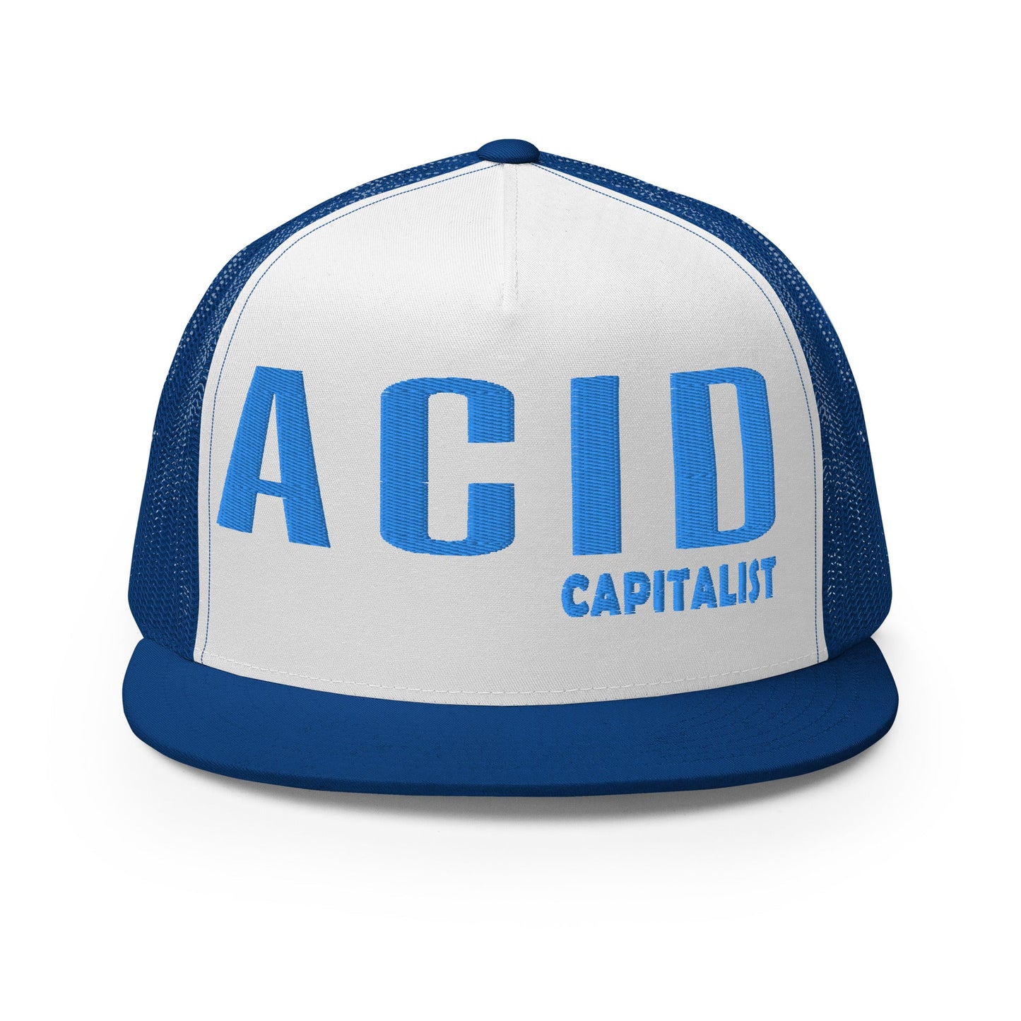 Acid Capitalist Trucker Cap - Royal Blue - Pixel Gallery