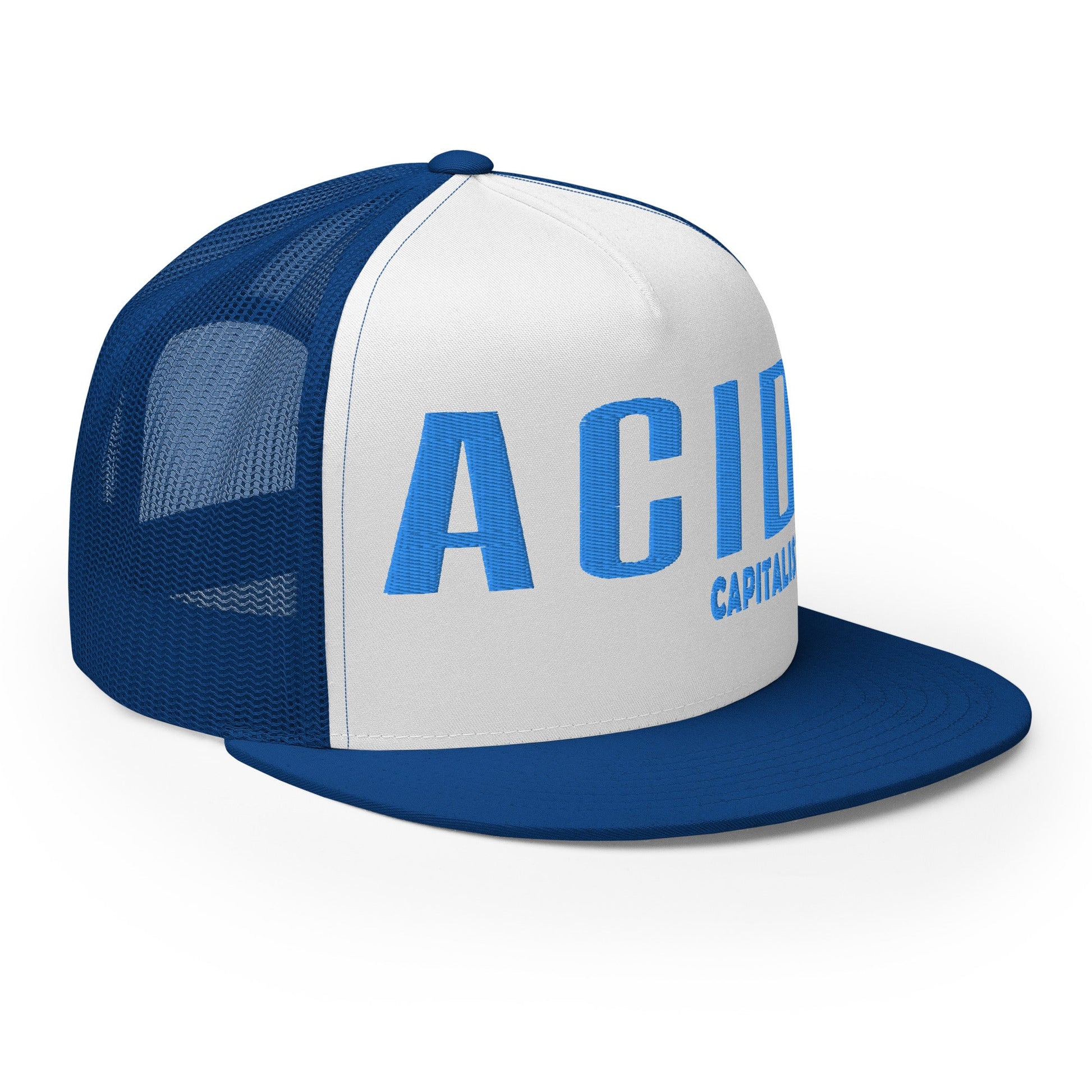 Acid Capitalist Trucker Cap - Royal Blue - Pixel Gallery