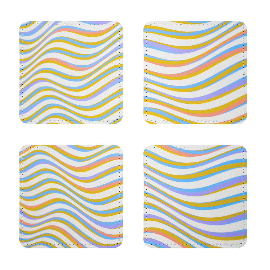 Rainbow Wave Sublimation Coasters Pack of Four - Pixel Gallery