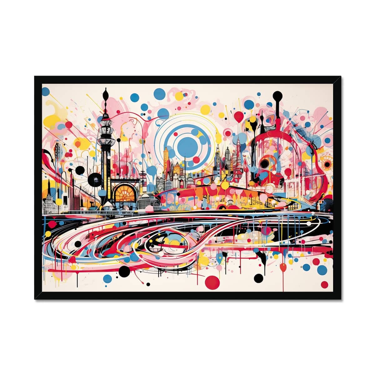 Brighton Bliss: Abstract Circles Framed Art Print - Pixel Gallery