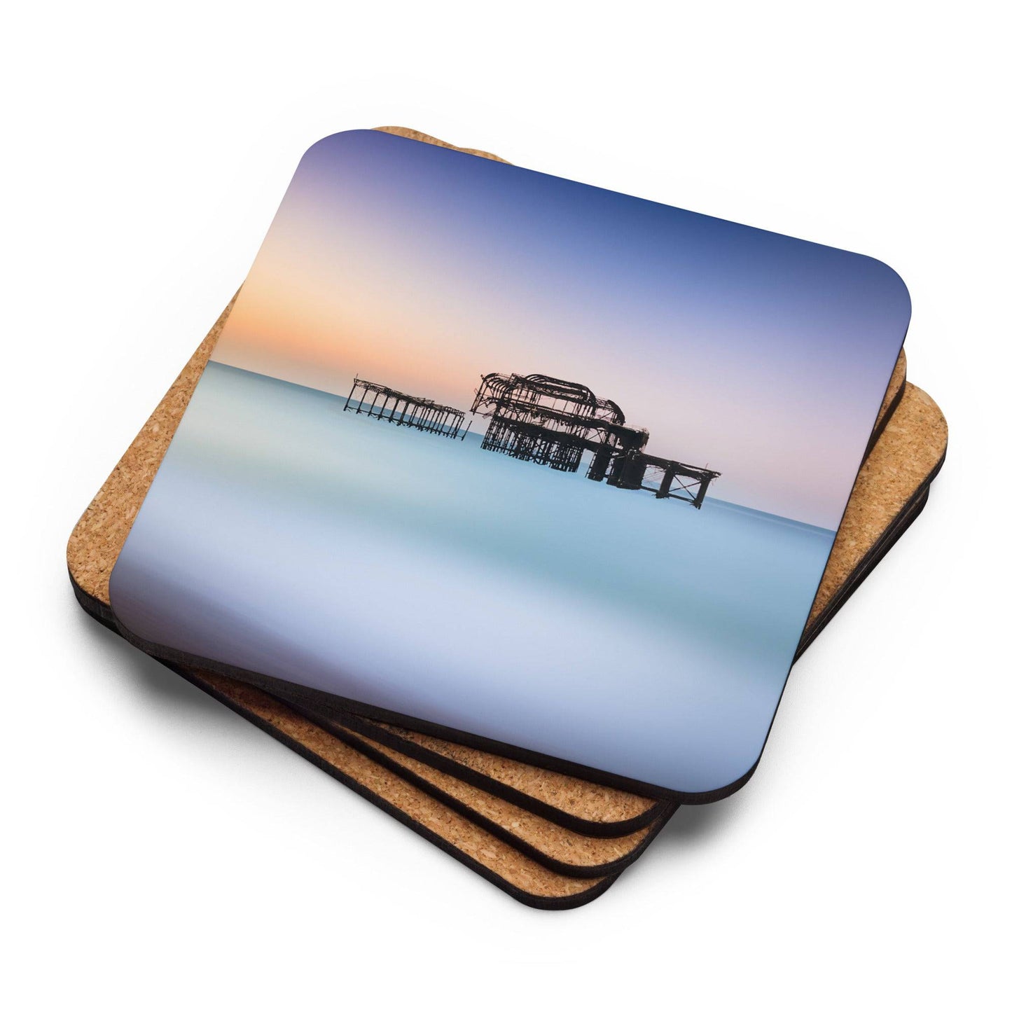 Brighton West Pier Cork-back Coaster - Pixel Gallery