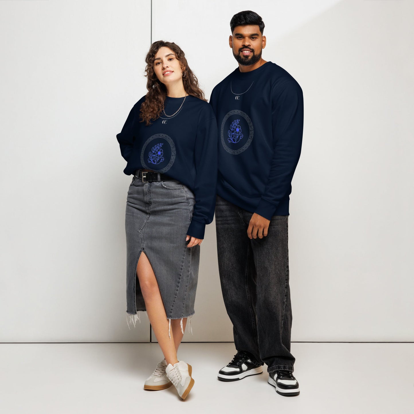 Cerulean Bloom - Unisex organic sweatshirt - Pixel Gallery