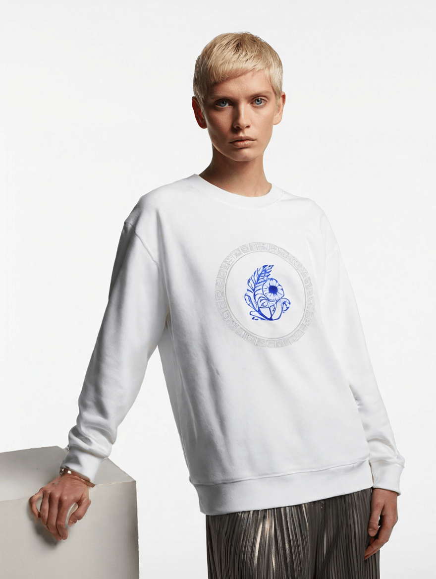 Cerulean Bloom - Unisex organic sweatshirt - Pixel Gallery