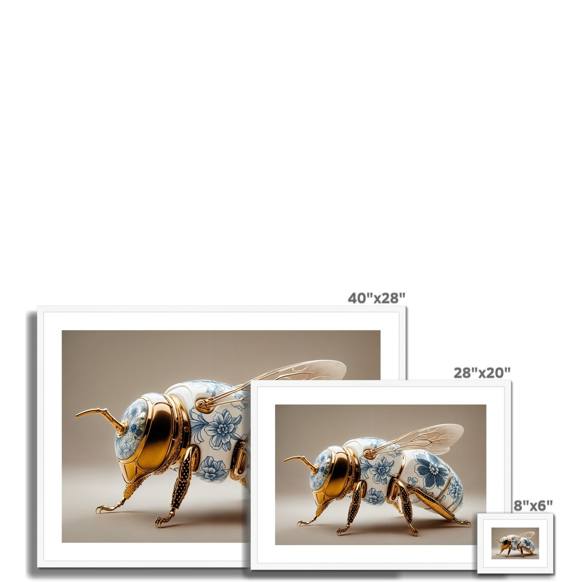 Golden Porcelain Bee Framed & Mounted Print