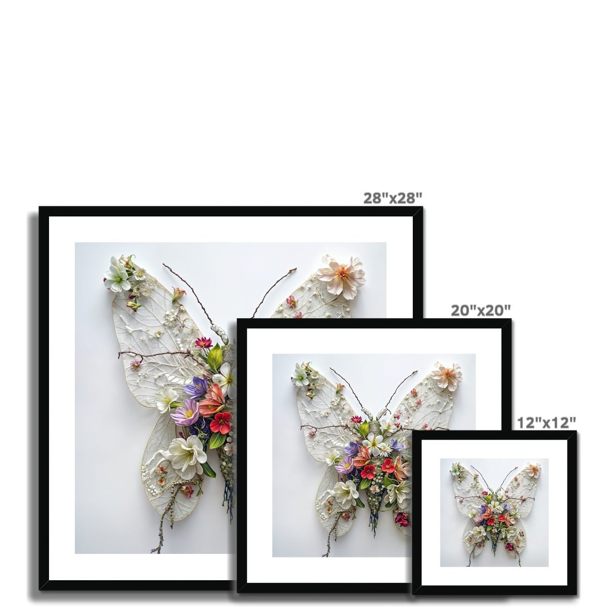 Delicate Butterfly Artwork with Floral and Lace Elements Framed & Mounted Print - Pixel Gallery