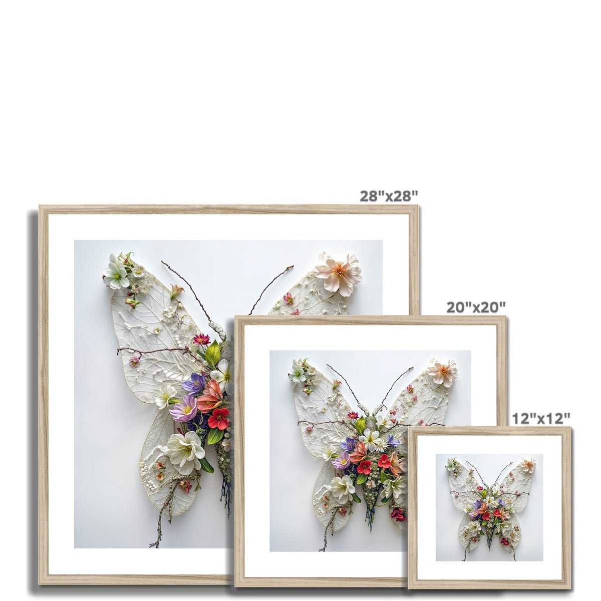 Delicate Butterfly Artwork with Floral and Lace Elements Framed & Mounted Print - Pixel Gallery