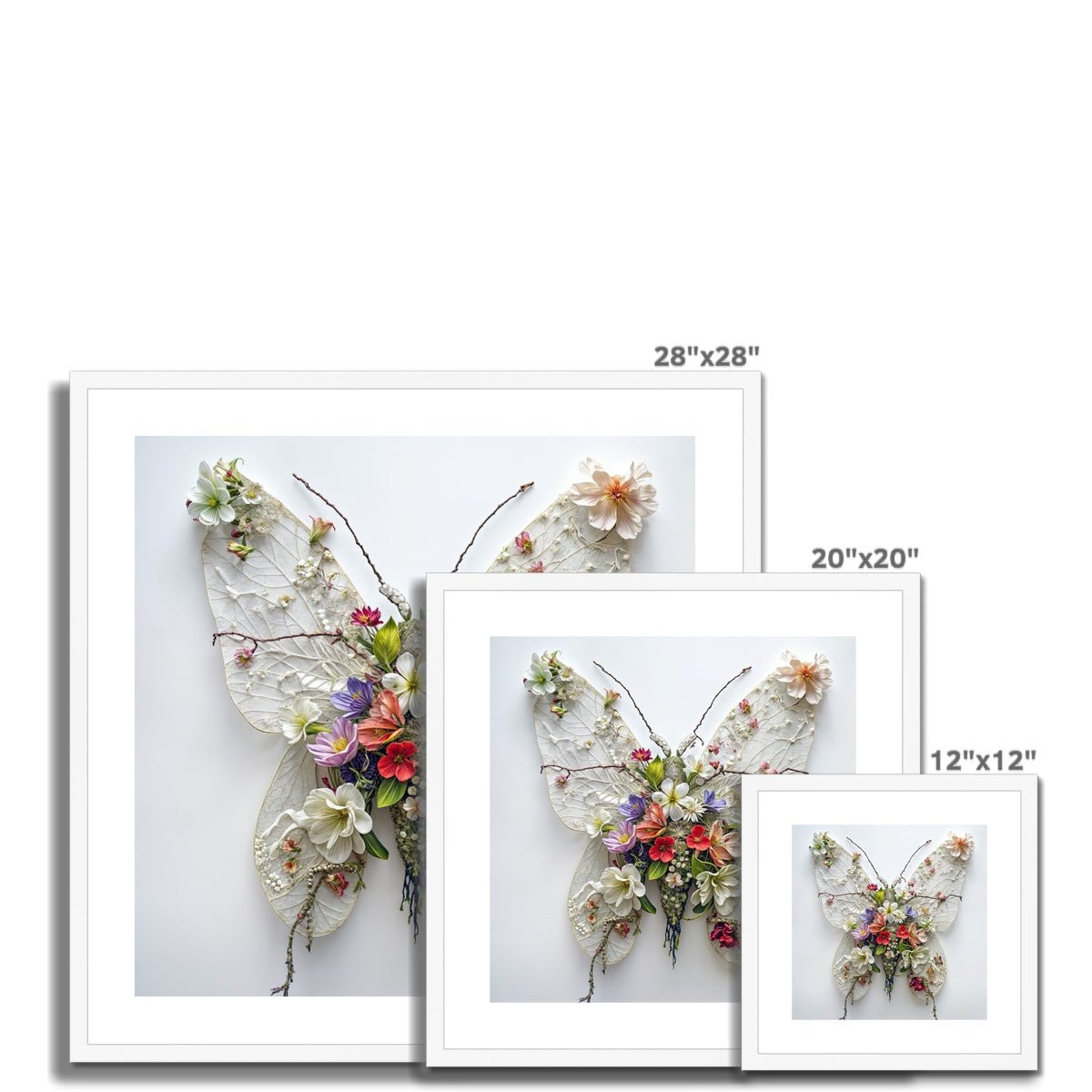 Delicate Butterfly Artwork with Floral and Lace Elements Framed & Mounted Print - Pixel Gallery