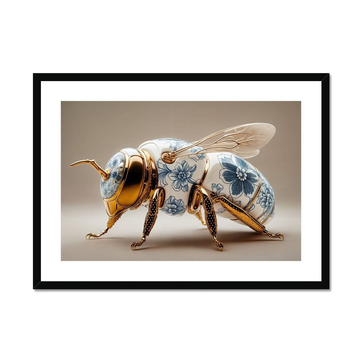 Golden Porcelain Bee Framed & Mounted Print