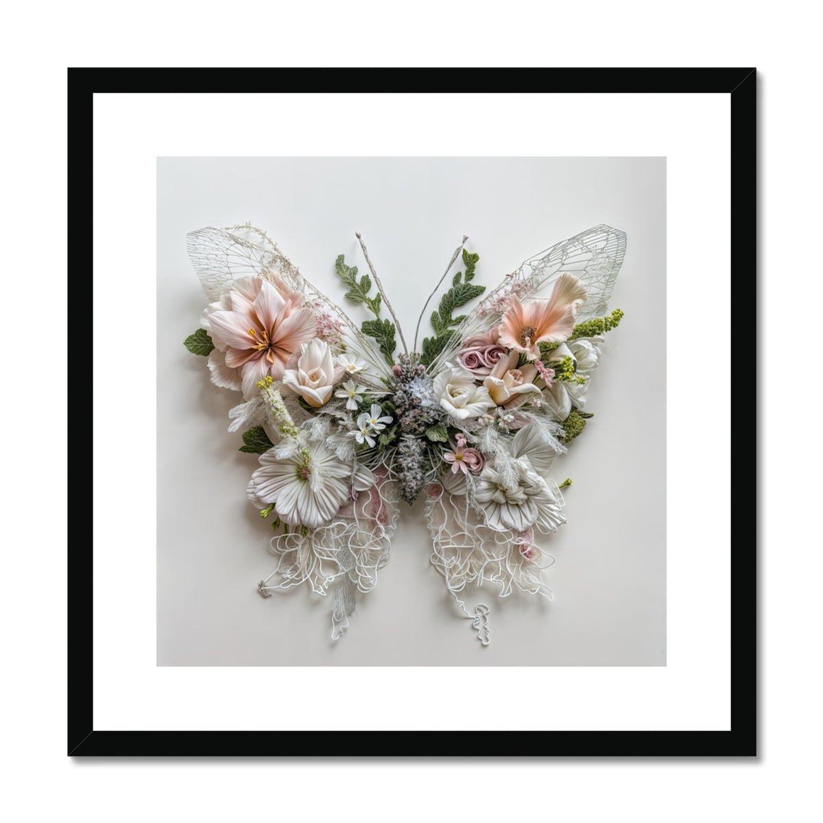 Elegant Butterfly – Botanical Art Décor Framed & Mounted Print - Pixel Gallery