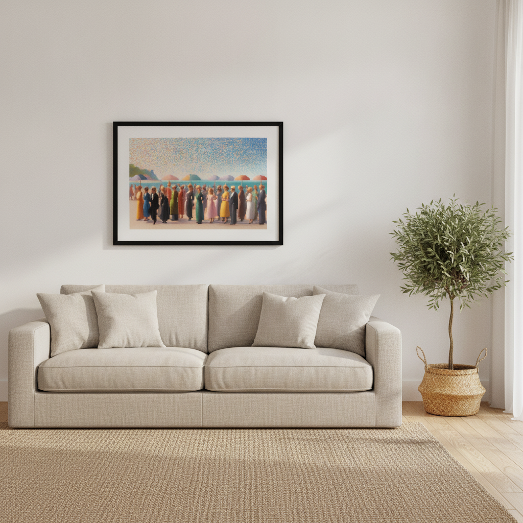 Pixel Rain Framed & Mounted Print shown in a room setting | Pixel Gallery