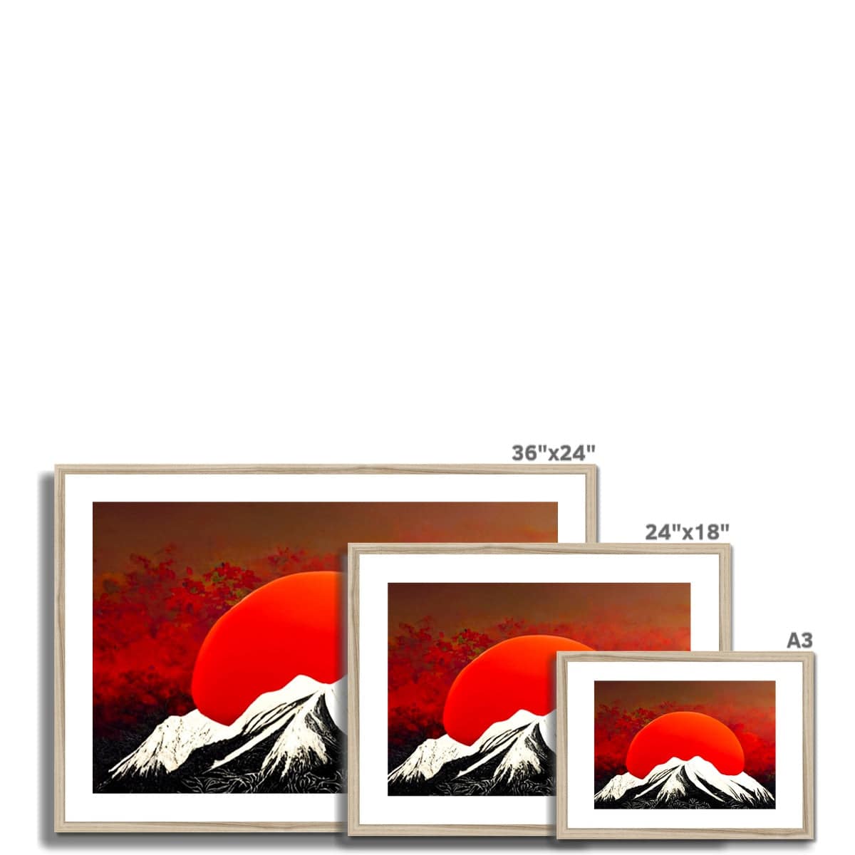 Fire Snow Mountain Framed & Mounted Print - Pixel Gallery