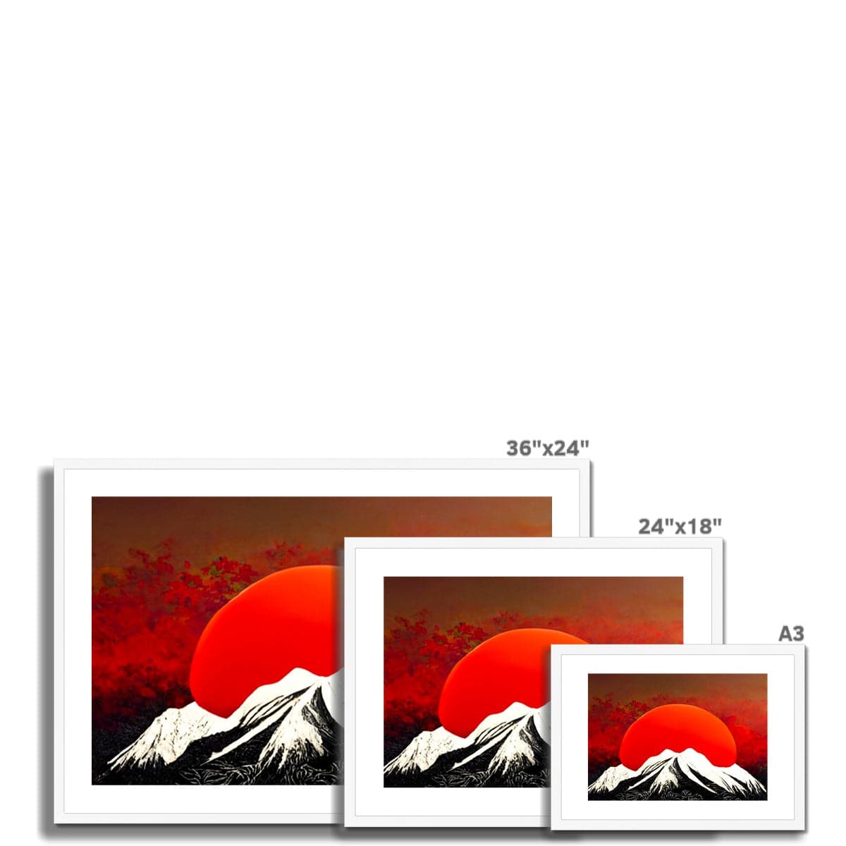 Fire Snow Mountain Framed & Mounted Print - Pixel Gallery