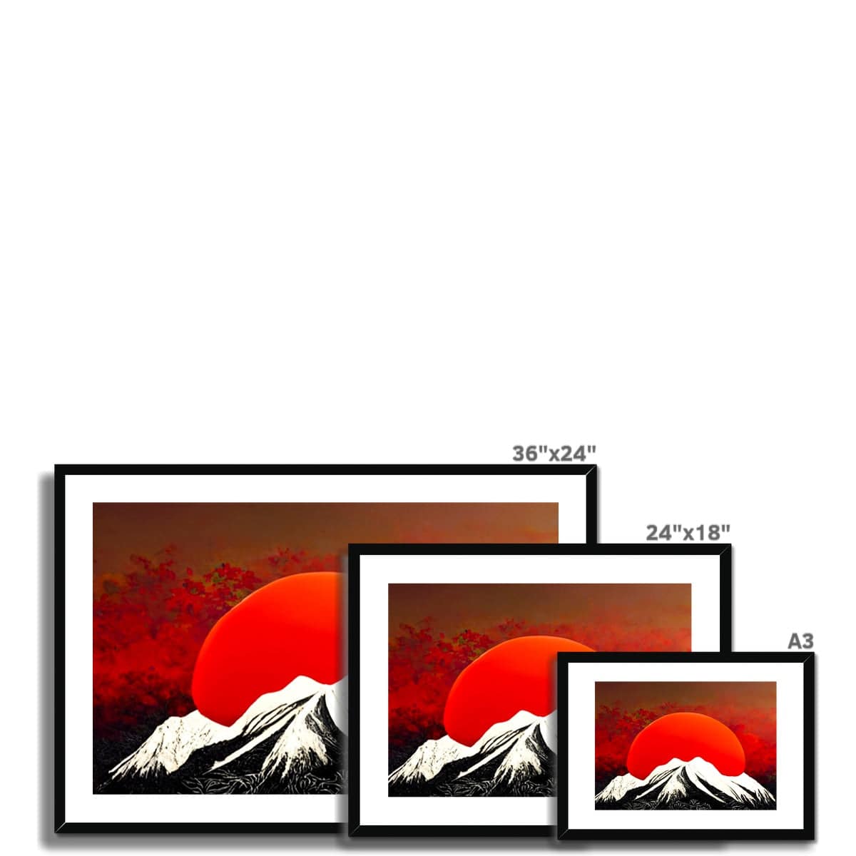 Fire Snow Mountain Framed & Mounted Print - Pixel Gallery