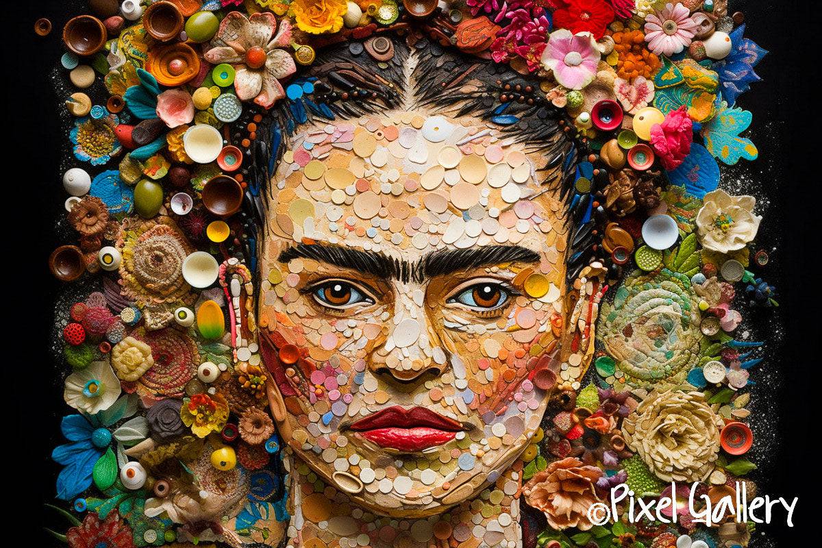 Frida Kahlo Portrait Print: AI Art Digital Download - Pixel Gallery