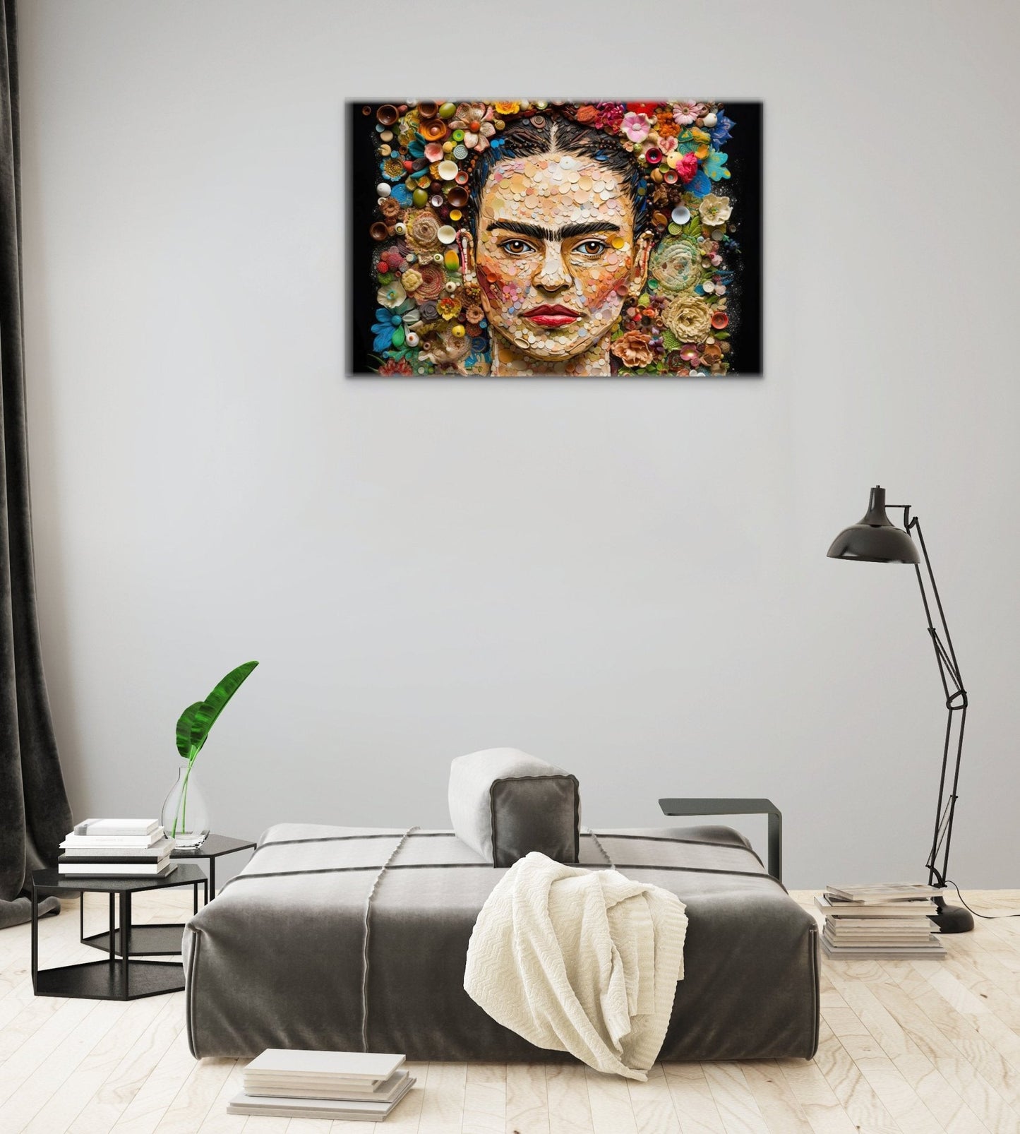 Frida Kahlo Portrait Print: AI Art Digital Download - Pixel Gallery