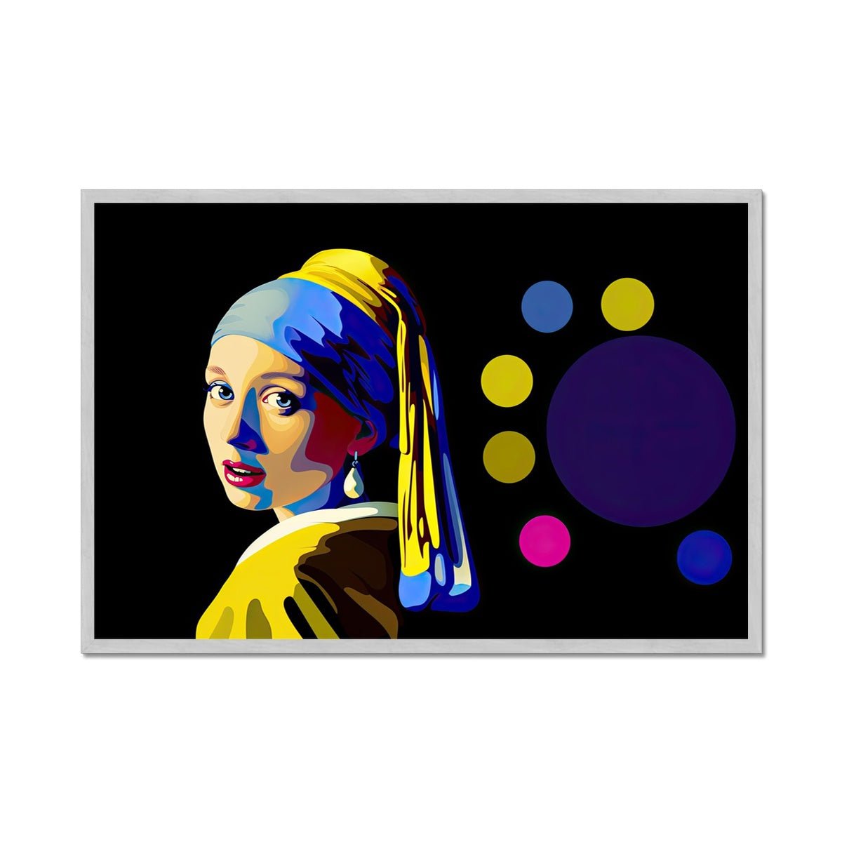 Girl with a Pearl Earring and 7 Pixels Antique Framed Print - Pixel Gallery