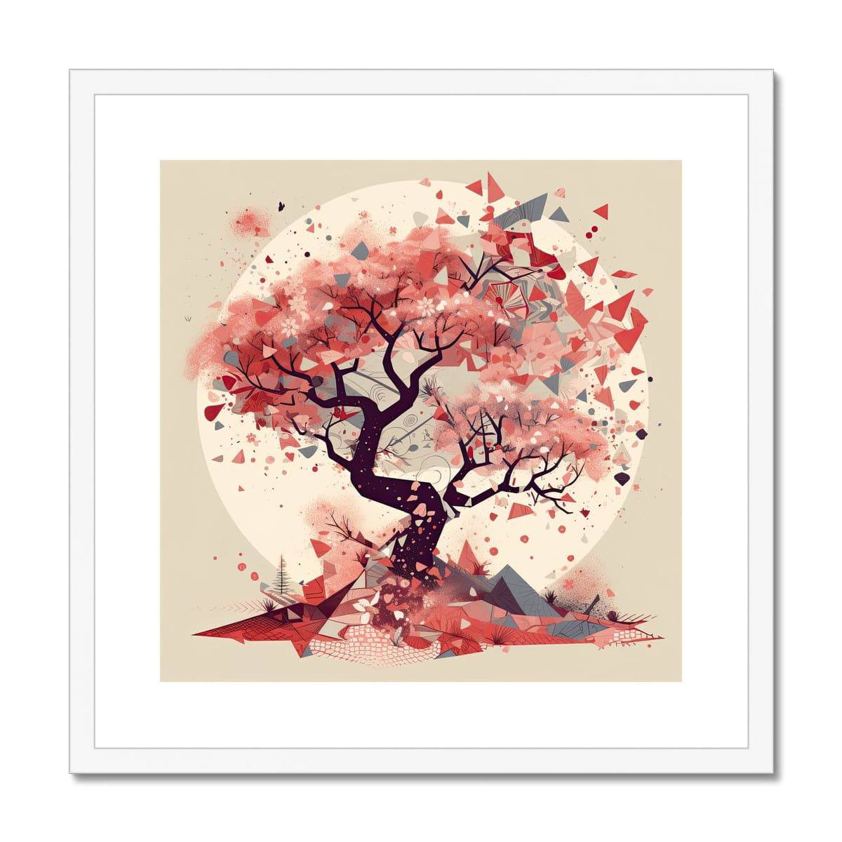 Ikigai Inspired Cherry Blossom Painting Framed & Mounted Print - Pixel Gallery