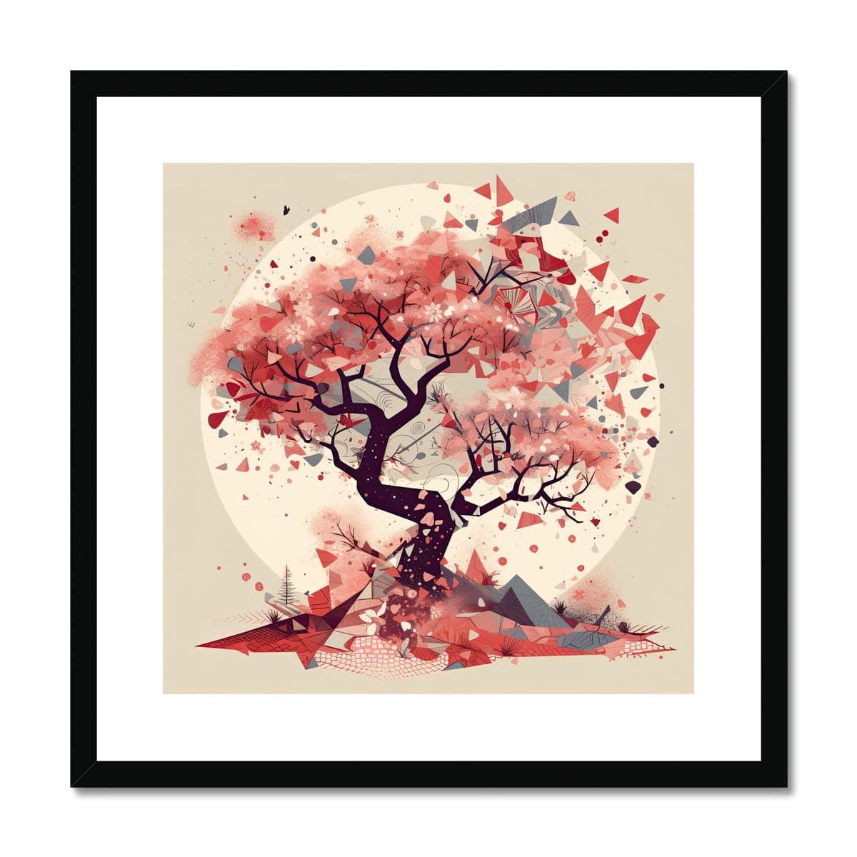 Ikigai Inspired Cherry Blossom Painting Framed & Mounted Print - Pixel Gallery