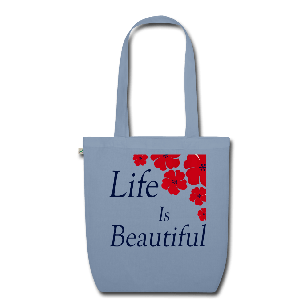 LIFE IS BEAUTIFUL ORGANIC COTTON LARGE TOTE BAG - Pixel Gallery