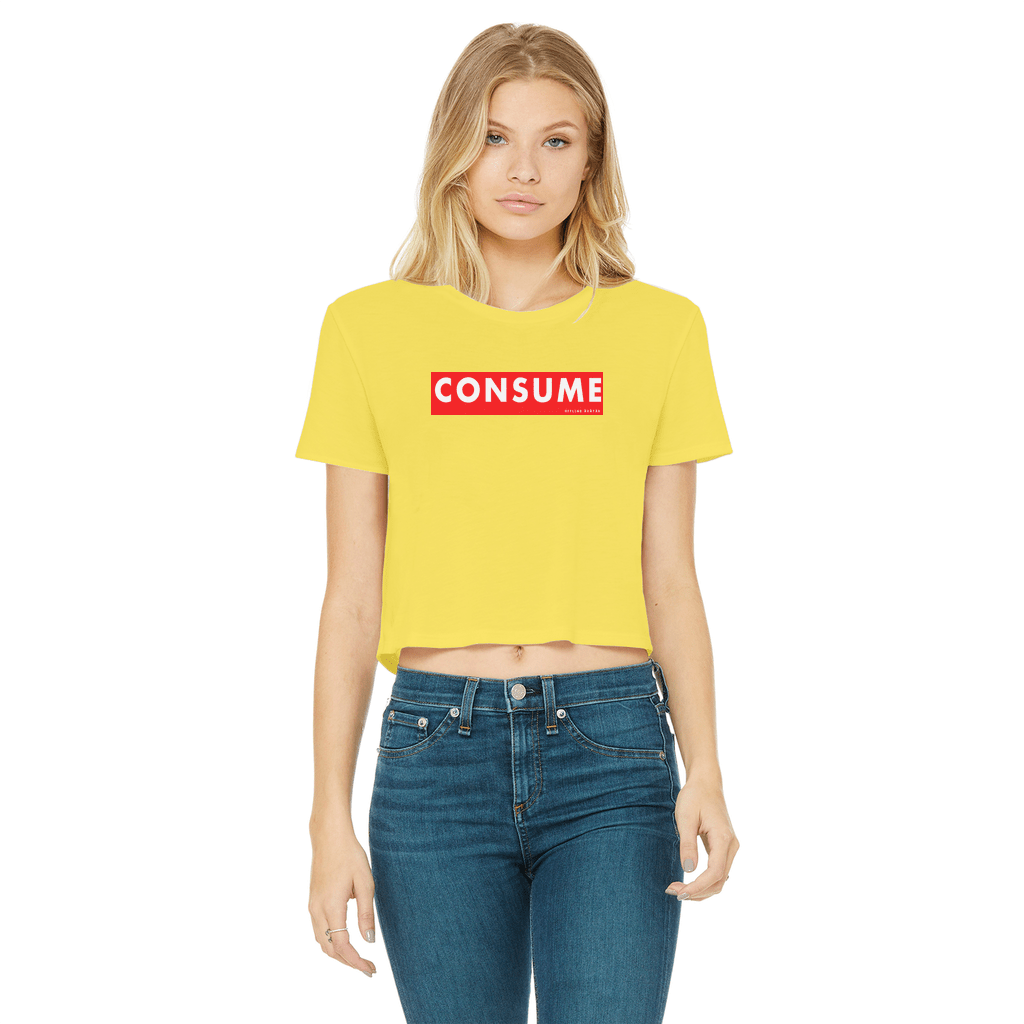 Consume Classic Cropped Raw Edge T-Shirt - Pixel Gallery