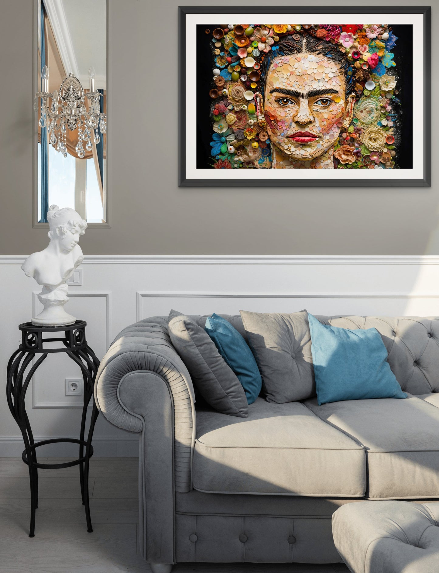 Frida Kahlo Portrait Print: AI Art Digital Download - Pixel Gallery