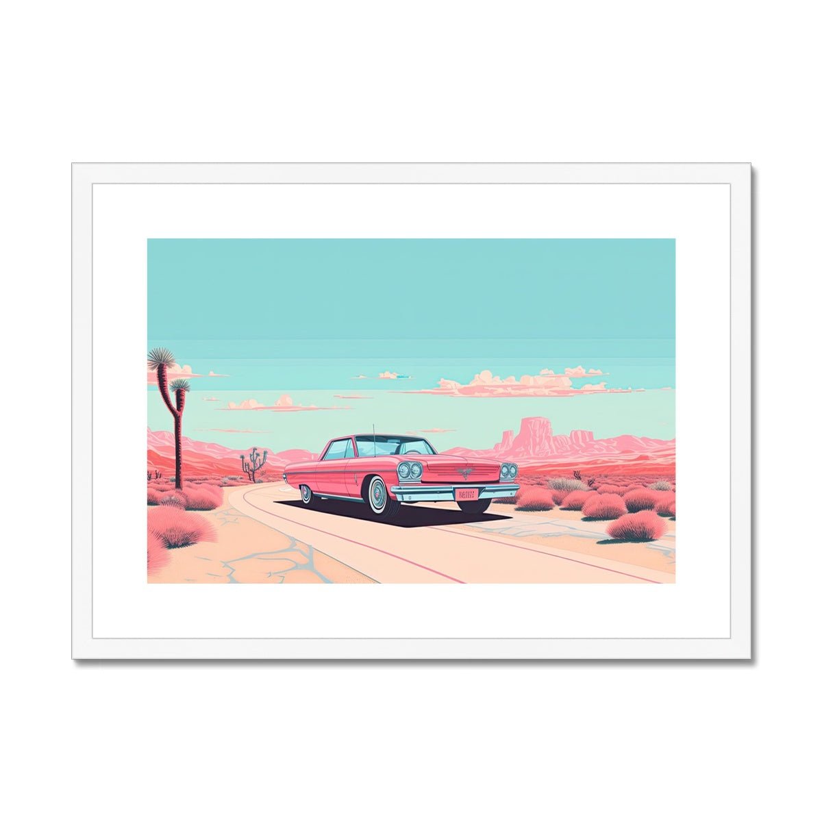 Pink Cadillac Framed & Mounted Print - Pixel Gallery