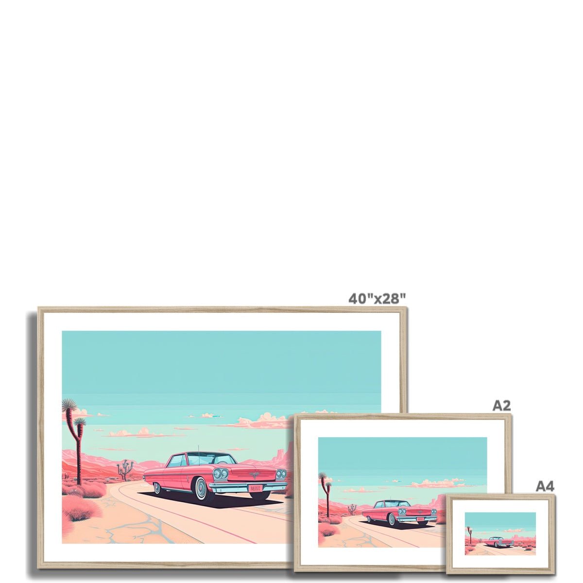 Pink Cadillac Framed & Mounted Print - Pixel Gallery