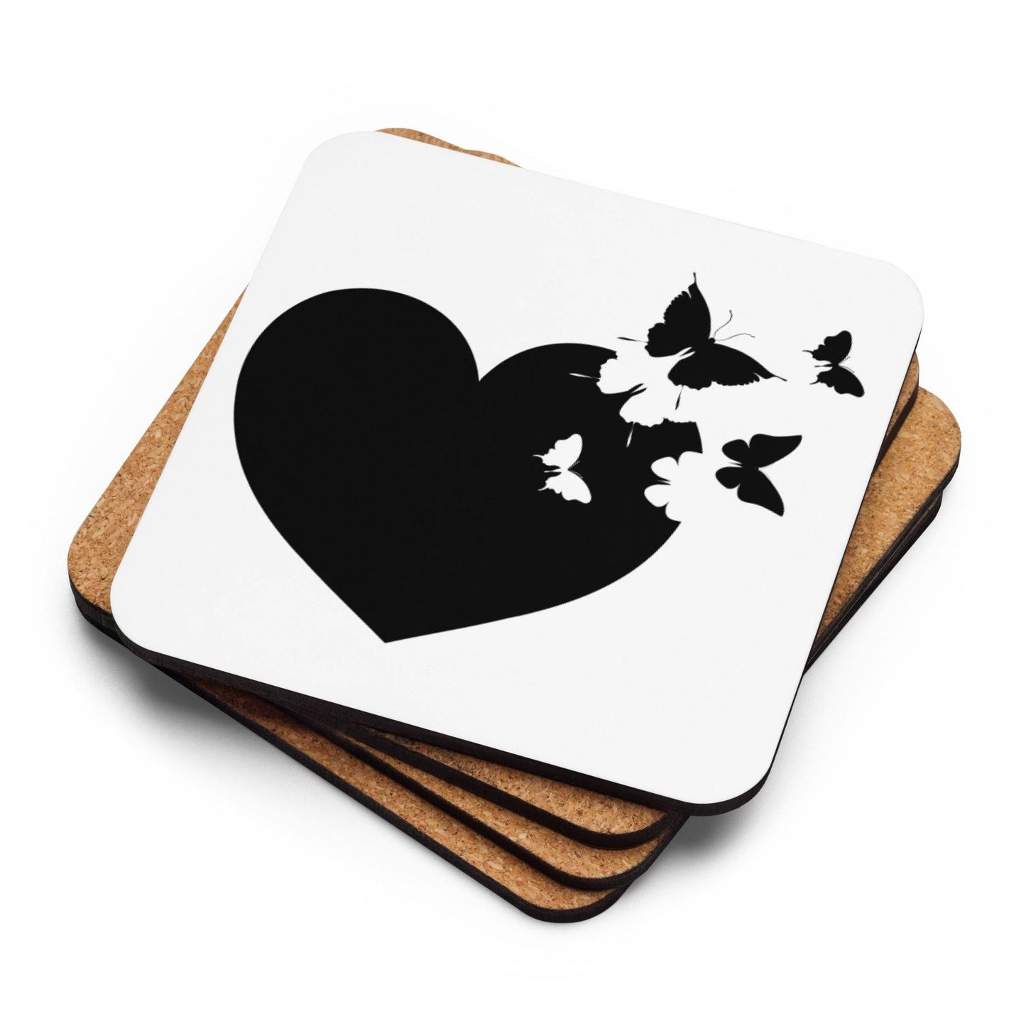 Butterfly Heart Cork-back Coaster - Pixel Gallery