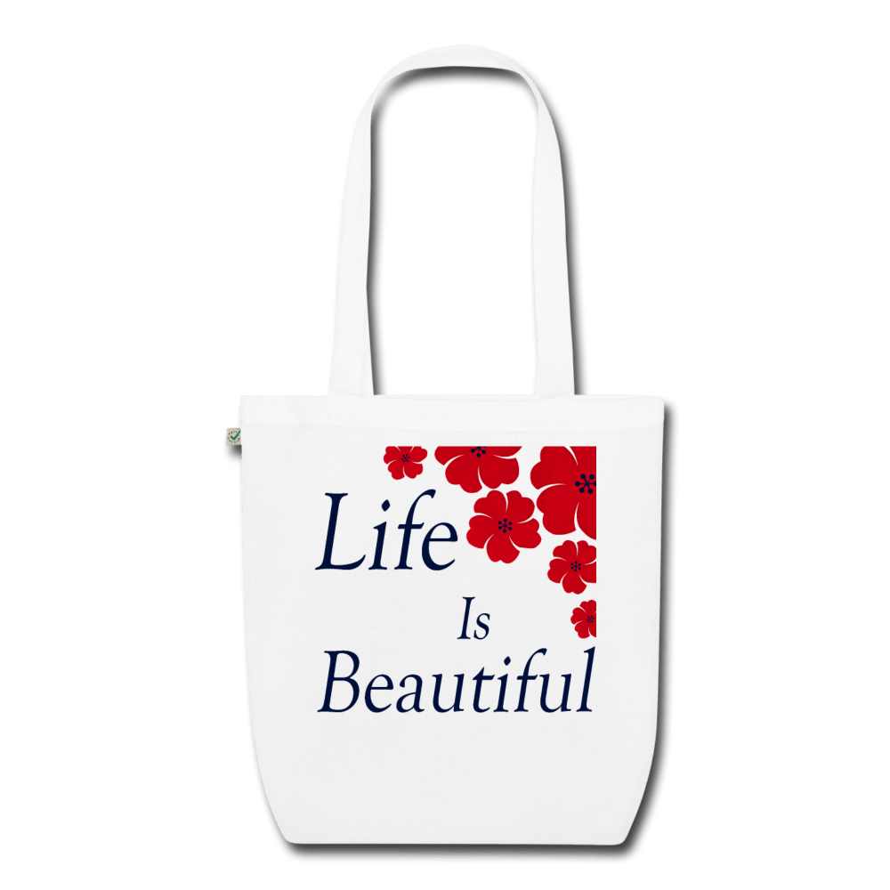 LIFE IS BEAUTIFUL ORGANIC COTTON LARGE TOTE BAG - Pixel Gallery