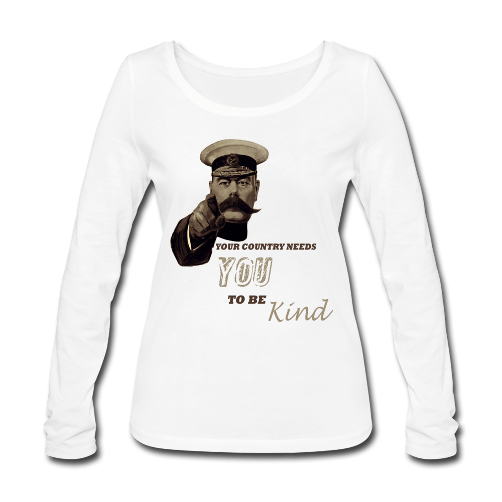 WOMEN’S ‘YOUR COUNTRY NEEDS YOU TO BE KIND’ ORGANIC COTTON LONGSLEEVE TEE - Pixel Gallery