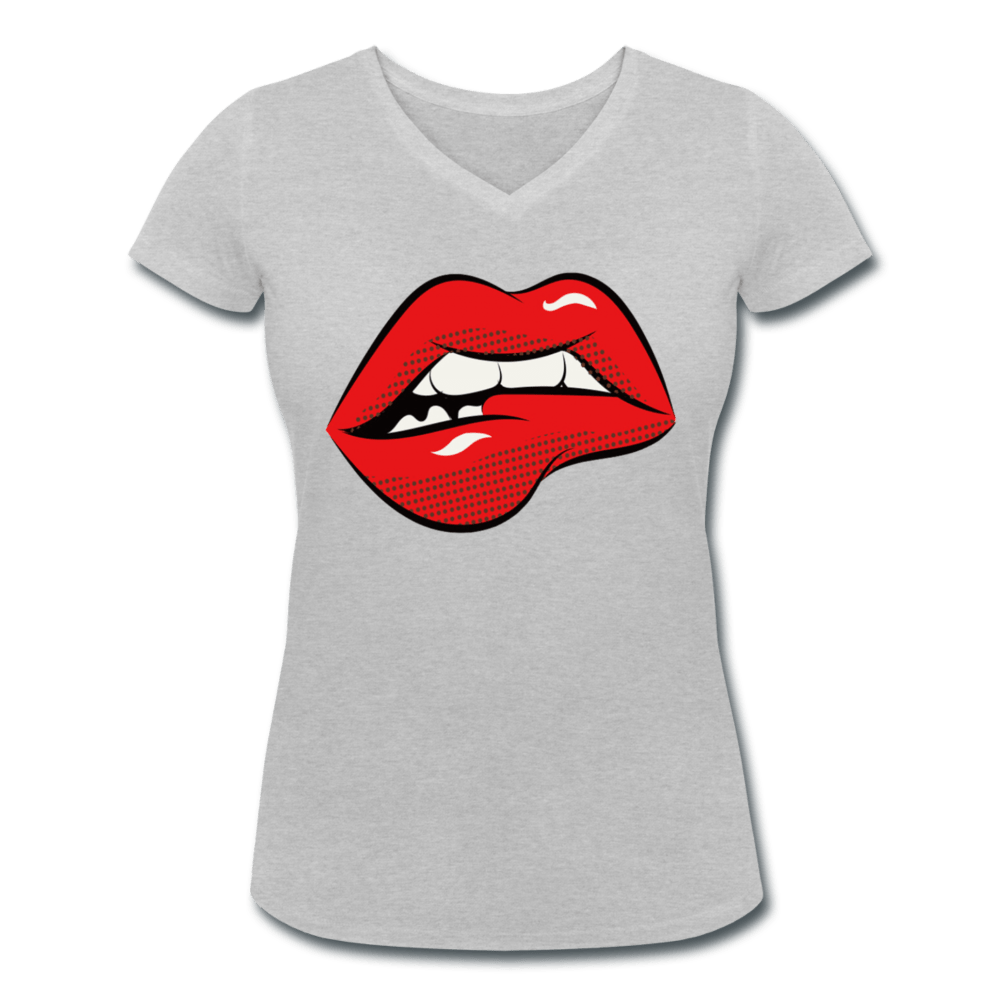 WOMENS KISS ORGANIC V-NECK T-SHIRT - Pixel Gallery