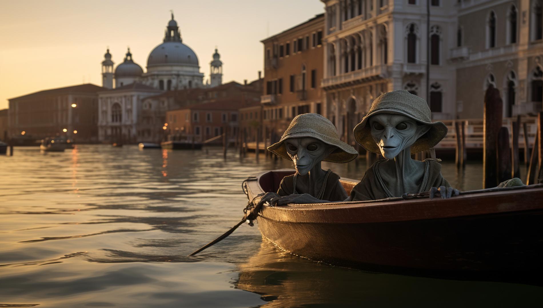 AI Art image from Pixel Gallery of Aliens on a tour of Venice 
