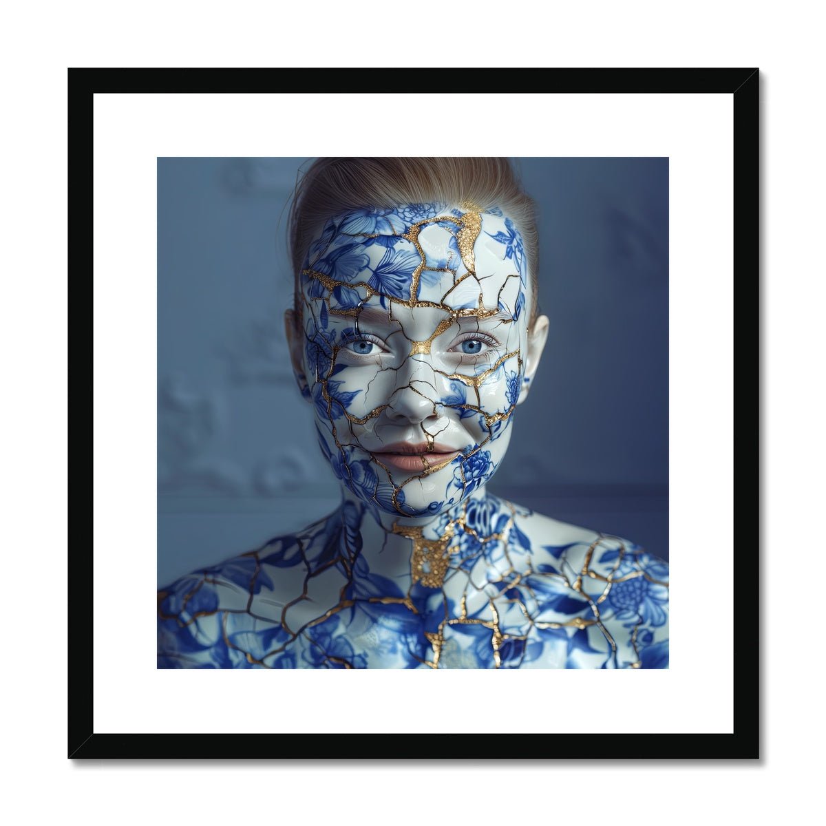 Resilient Beauty (Porcelain and Gold Kintsugi Woman) Framed & Mounted Print - Pixel Gallery