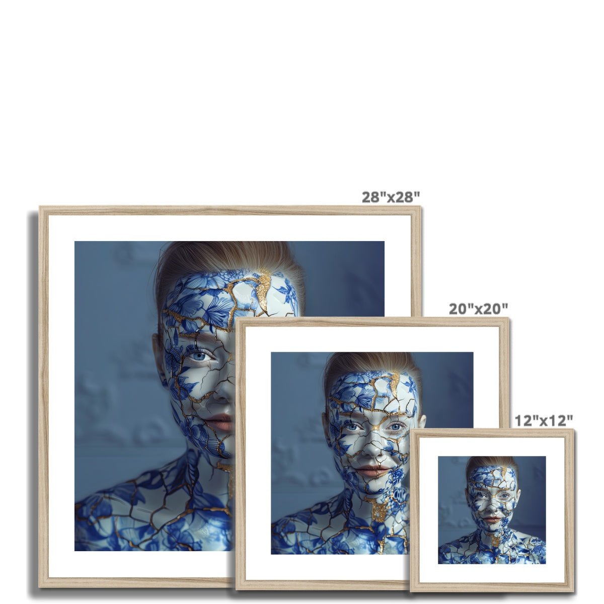 Resilient Beauty (Porcelain and Gold Kintsugi Woman) Framed & Mounted Print - Pixel Gallery